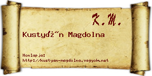 Kustyán Magdolna névjegykártya